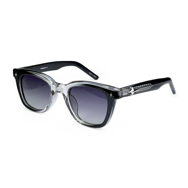 Black and clear square sunglasses with gradient lenses on white background Hover Image