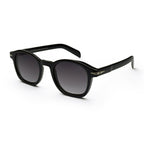 Black round sunglasses with gradient lenses and silver accents on the temples