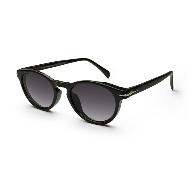 Black round sunglasses with dark gradient lenses on white background Hover Image