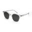 Clear frame sunglasses with black square lenses on white background