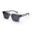 Square gray transparent sunglasses with dark lenses on white background